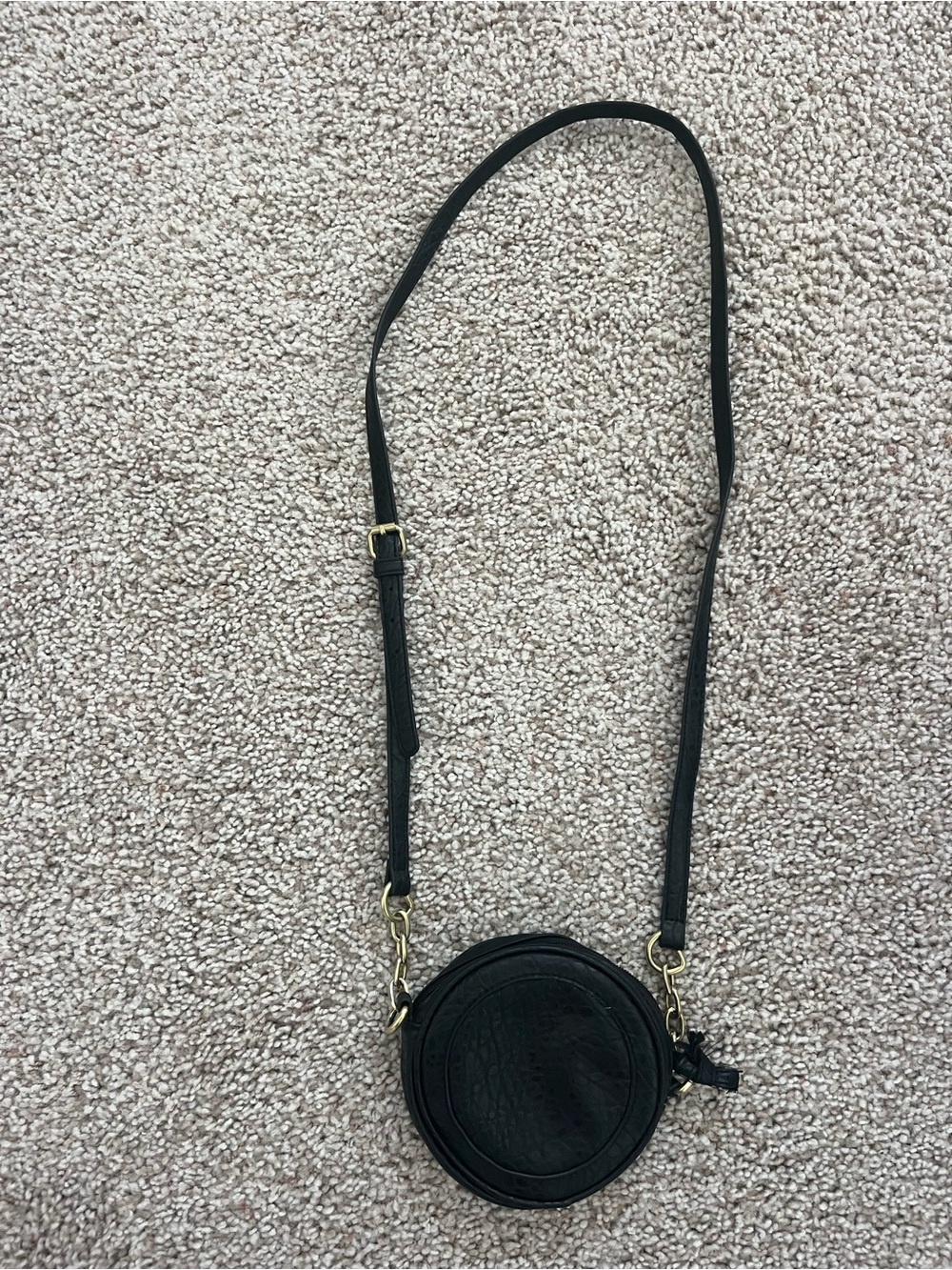 Black & Gold Round Crossbody Purse